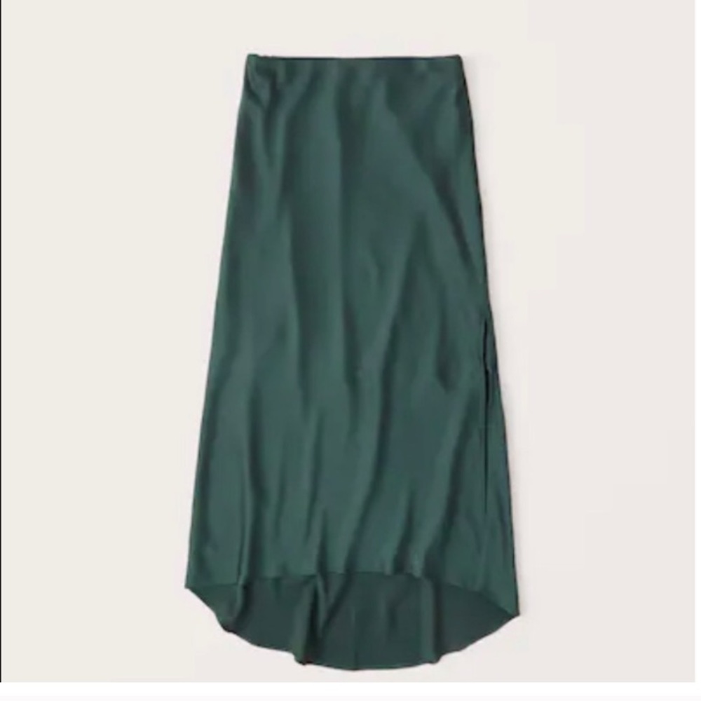 Abercrombie Emerald Green Satin Midi Slit Skirt